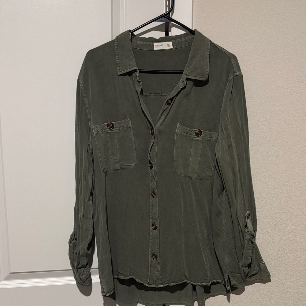 Maurices Olive Casual Button-Down Shirt